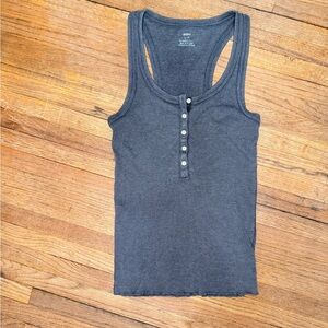 Aerie Charcoal Buttoned Tank Top